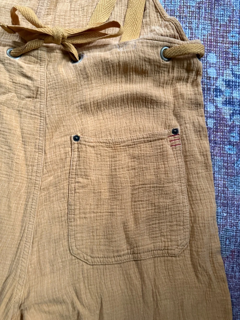 BDG urban outfitters Medium Mustard Yellow Cotton Linen Blend Gauze Overalls
